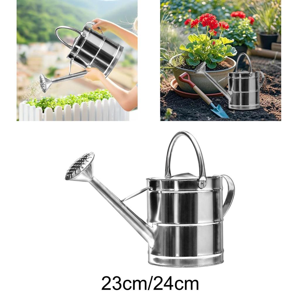 Large Capacity Watering Can Sturdy Stainless Steel Removable Spray Head Ergonomic Design for Watering Flowers and Potted Plants