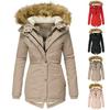 Women's Slim Fit Winter Warm Hooded Coat Long Sleeve Zipper Collar Cotton Padded Jacket
