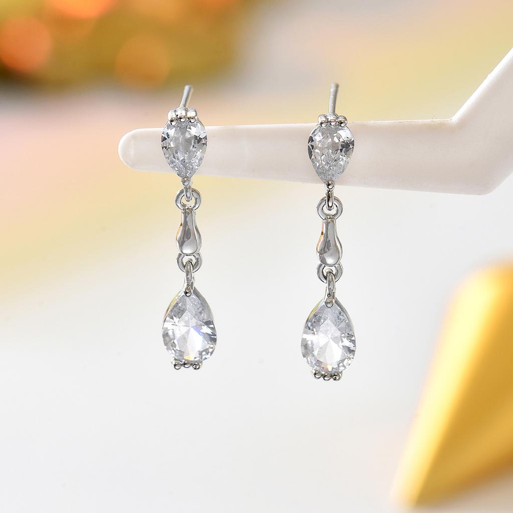 Teardrop Crystal Dangle Earrings for Women Gold/Silver Tone Water Drop CZ Drop Earrings Bridal Wedding Jewelry Gift