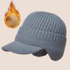 Winter Warm Baseball Caps Men Thicken Plush Linging Knitted Earflap Hat Outdoor Sport Windproof Ear Protection Woolen Peaked Cap