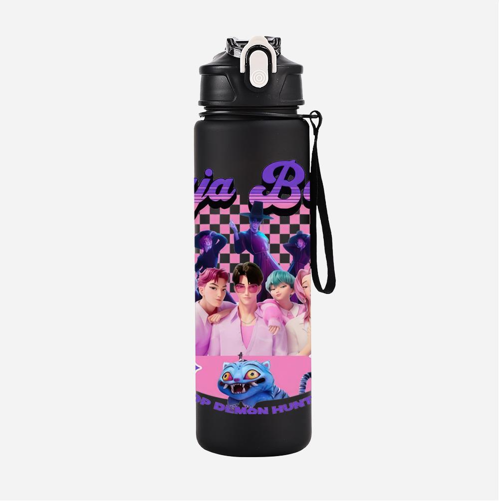 750Ml Water Bottler Anime K-Pop Demon Hunters Printed Character Water Cup Large Capacity Outdoor Portable Rope Drinking Bottle for Boy Girl Gift
