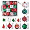 46Pcs Christmas Tree Ornaments Set Red Green White Snowflake Candy Cane Painted Baubles Holiday Home Decor