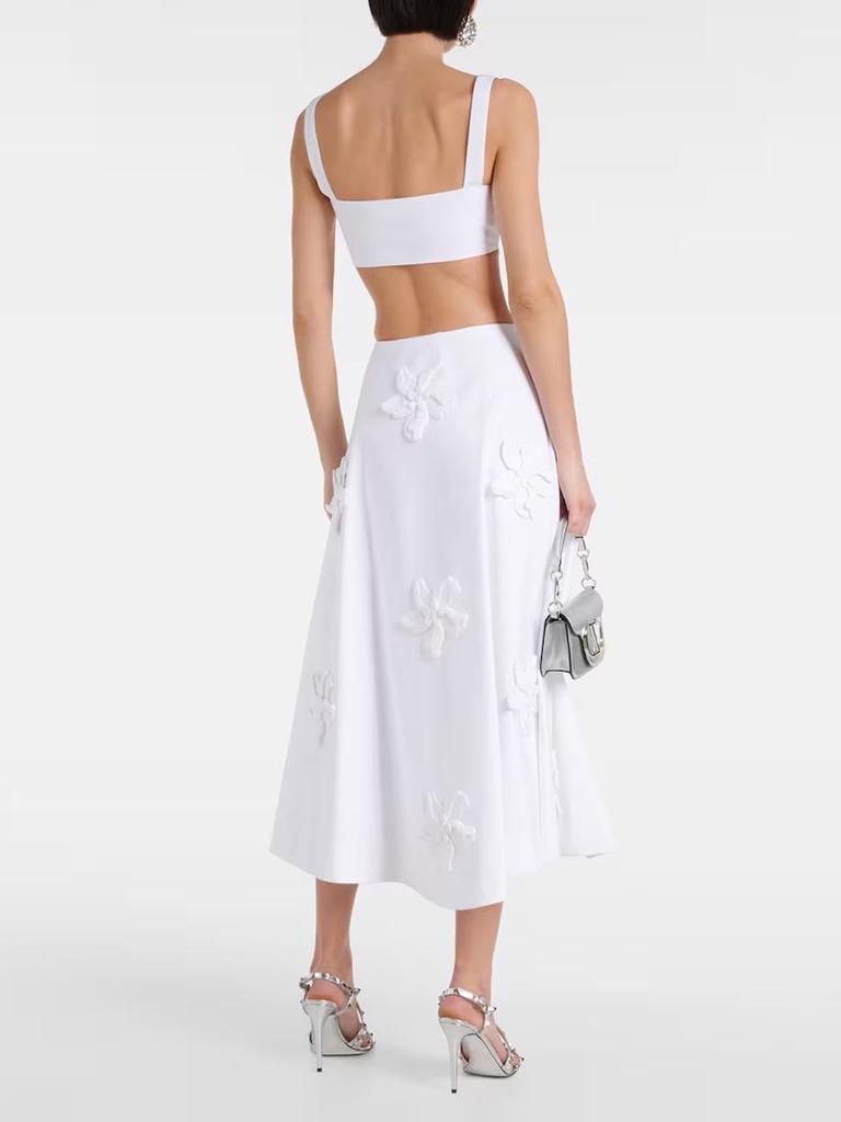 2025 French Retro Summer Floral Spliced High-Waist Midi Skirt and Sling Top Set