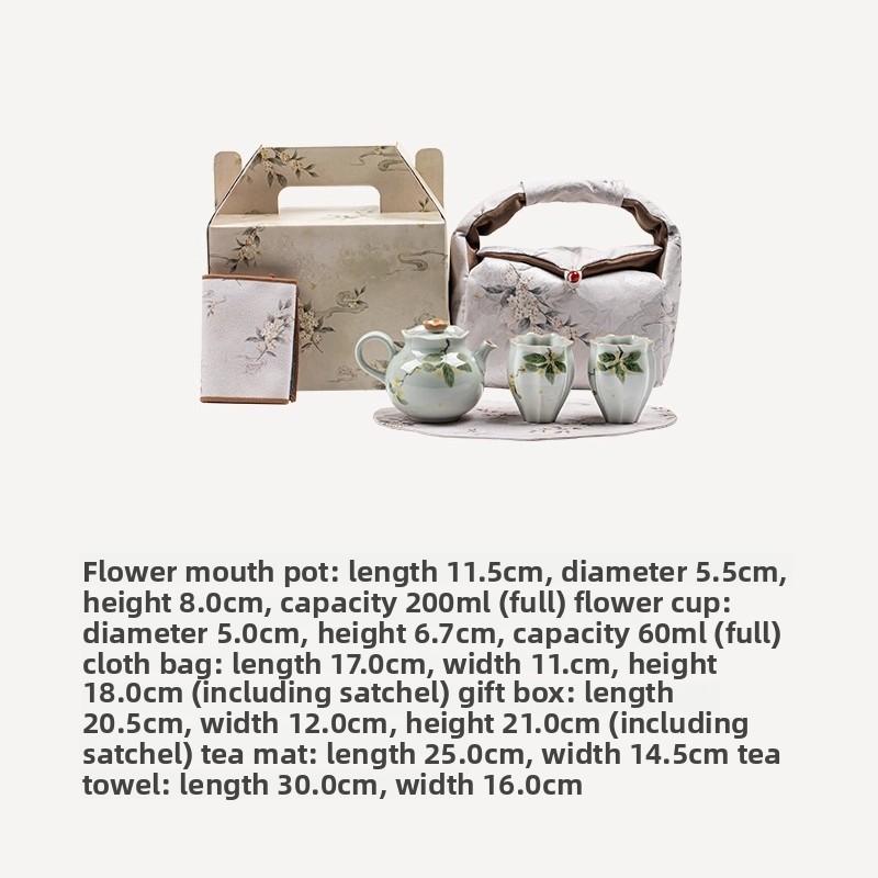 Osmanthus teapot exquisite small kung fu tea set household one pot two cups high-end housewarming new home teacup gift