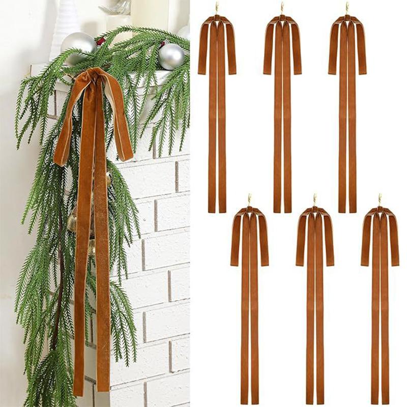 

1 шт./6 шт. Бархатный бант Уличный декор Рождественское украшение для венка Свадебные однотонные елочные украшения Доступно несколько вариантов 1pcs