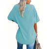 Camiseta para Mujer Verano Talla Grande Manga Corta Color Sólido Cuello Redondo Casual Elástica Ajuste Holgado Camiseta