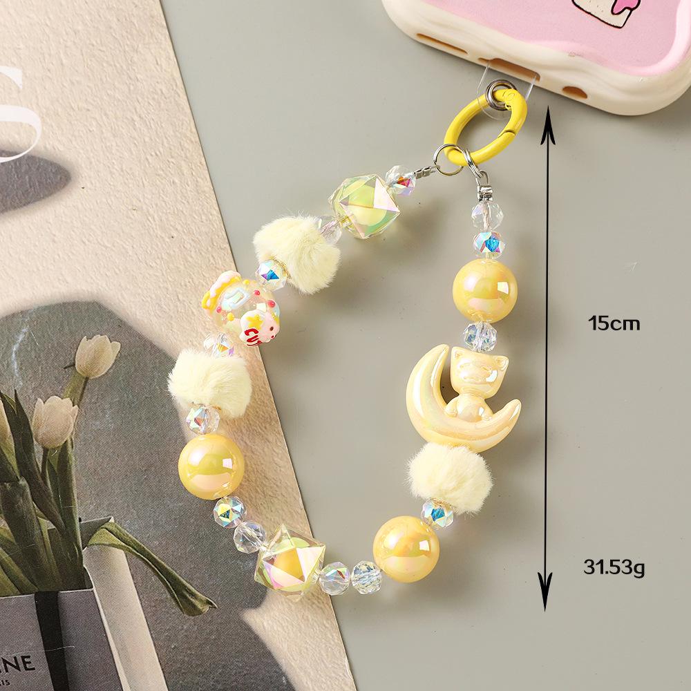 Creative Cat Fur Ball Beaded Phone Lanyard & Keychain Pendant