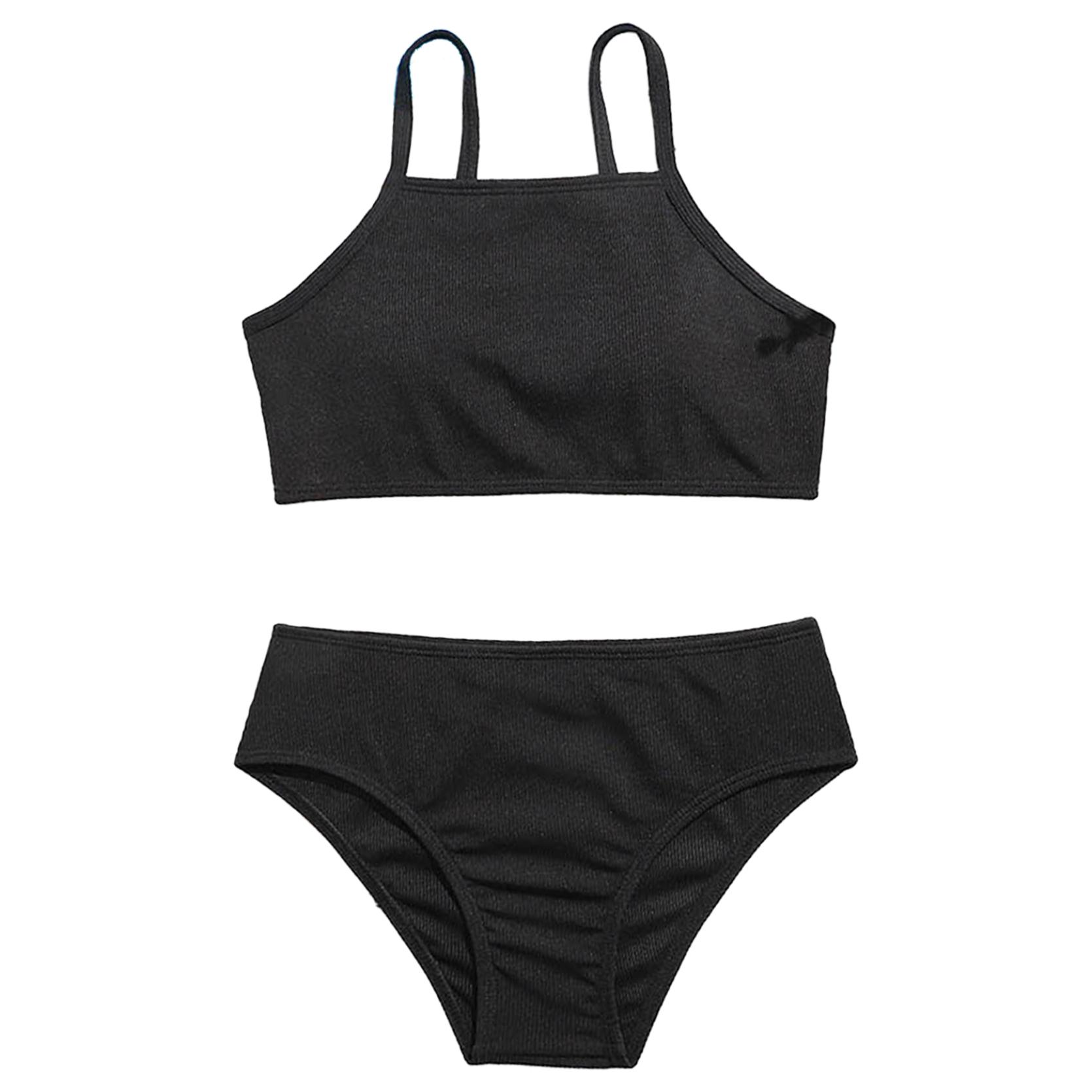 IEFiEL Meisjes Strand Sport Bikini Badpak 2Pcs Atletisch Ondergoed Zwemmen Badpak Badmode 14-15 Years zwart