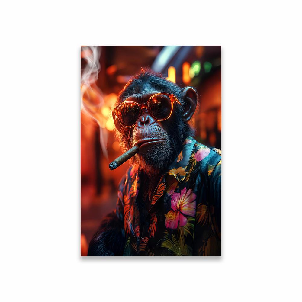 Dunkel Bunt Cool Schimpansen Poster Dekor Tier Rauchen Kunst Gotische Drucke Bär Leinwandbild Modern Schlafzimmer Büro Dekor