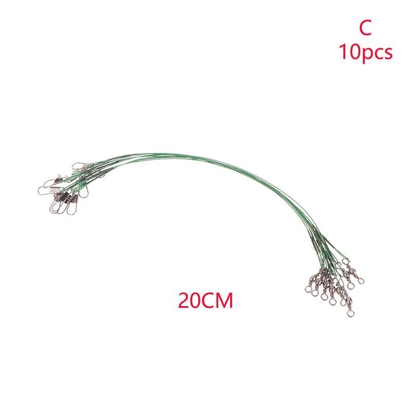 10Pcs 10/15/20/25/30Cm Anti-Bite Steel Wire Leash Lure Fishhook Line Trace Wire Leader With Swivel Fishing Lure Accessories