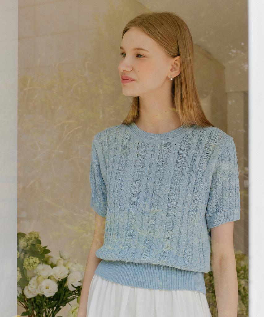 YUPPE Cable Tape Knit_Sky Blue