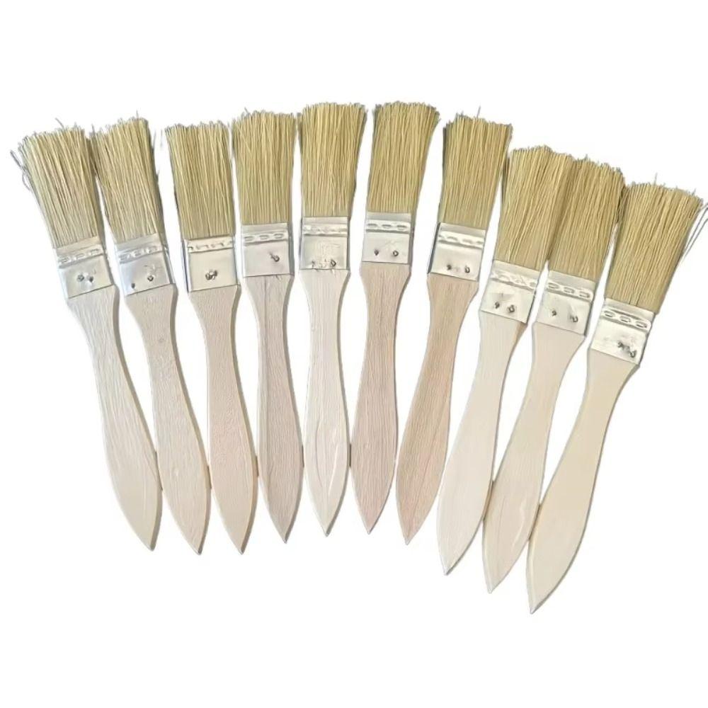 10Pcs Flat Pig Mane Brushes Thickened Wall Paint Brush Bristle Paint Brush Furniture Painting