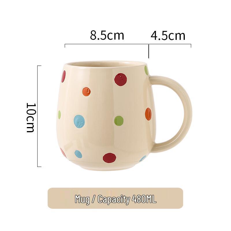 Керамическая кружка в горошек, расписанная вручную