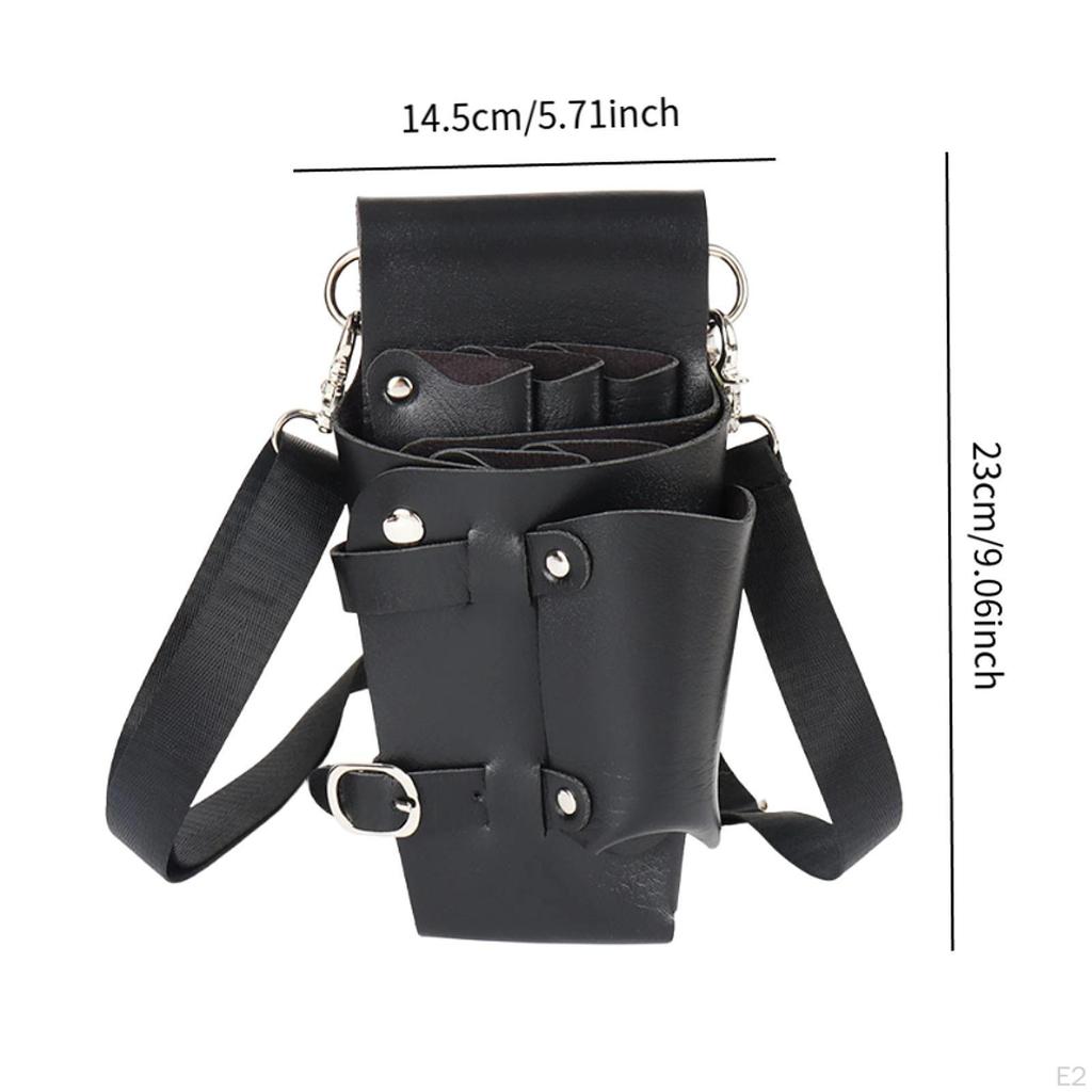 Hairdresser Scissors Bag Waist with Strap Lightweight PU Leather Multiple Compartments Versatile