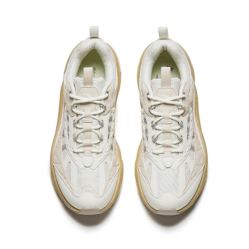 Anta Cushioning Anti-Slip And Wear-Resistant Low-Top Casual Running Shoes Women's White Beige Sneakers