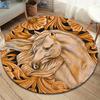 elegant horses Round Area Rug,Carpet Rug for Living Room Bedroom Sofa Playroom Decor,Non-slip Floor Mat