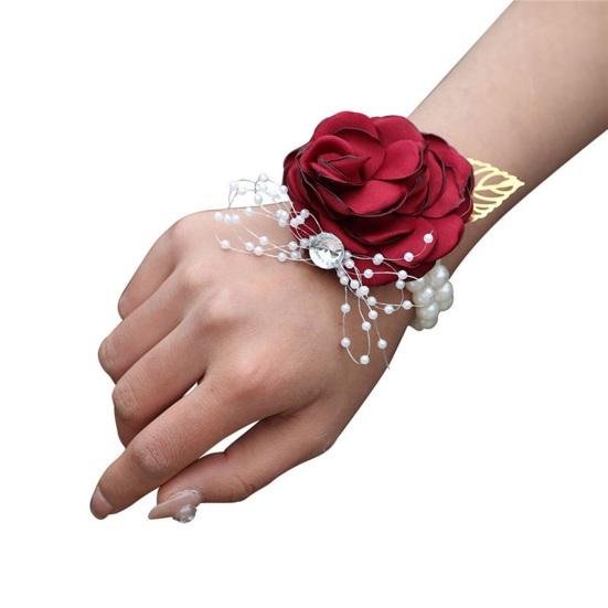 Yousheng Rose Wrist Corsage Boutonniere Fine Workmanship Rhinestone Corsage Elegant Wedding Flower Accessories