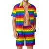 Conjuntos de Camisetas Arcoíris Impresión 3D para Hombre Moda Casual Manga Corta Camisas Pantalones Cortos Oversize Ropa de Calle Hawaiana Trajes Ropa