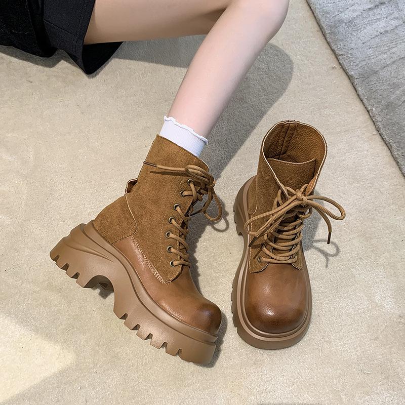 European thick-soled Martin boots women's 2025 new spring and autumn British style retro casual short locomotive boots versatile single boots