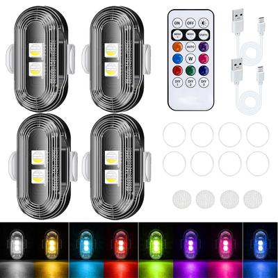 1/4/8pcs Motorcycle RGB Strobe Light USB Warning Lamp for Bikes Modified Drones Aircraft Remote Control Flashing Warning Lights