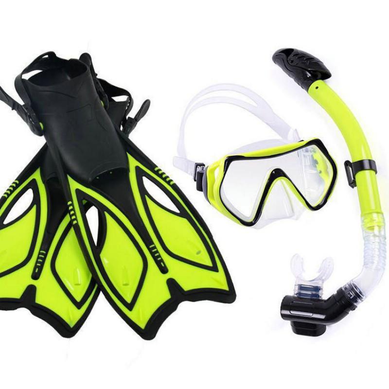 Schnorchelausrüstung Set Full Dry Silikon Myopie Anti-Beschlag Tauchmaske Flossen Schnorcheln