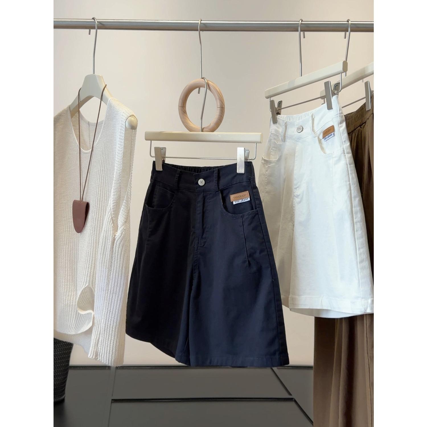 Women s High Waist Wide Leg Shorts Loose Fit Cotton Casual Summer Elastic Shorts M