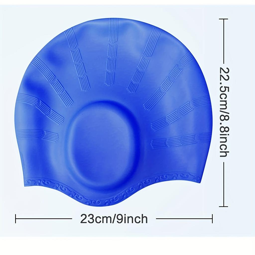 2pcs Silicone Swim Caps with Waterproof, 3D Fit Design for Men & Women with Long Hair, Includes Black & Blue Caps + Earplugs