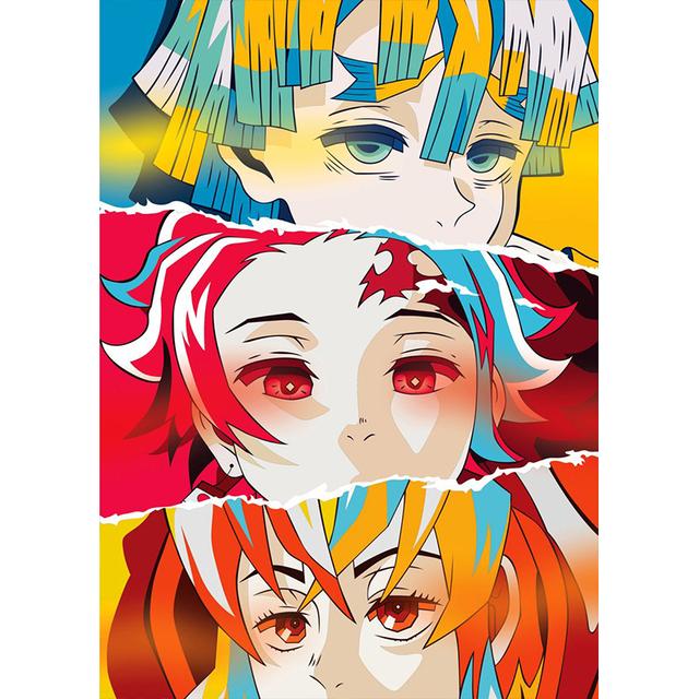 Japansk Anime Demon Slayer One Piece Poster Karaktär Ögonduk Målning Väggkonsttryck Sovrumsdekoration Heminredning Bild