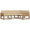 Outdoor Sofa Set with Cushions 4 Pcs Natural and Beige