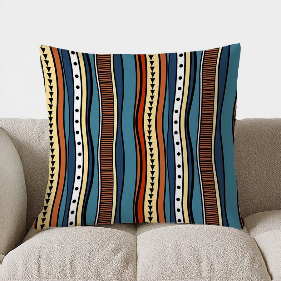 Blue  White Floral Mandala Pattern Doublesided Printed Pillow Cover Short Plush Suitable Living Room Sofas Throw Cushion Cover