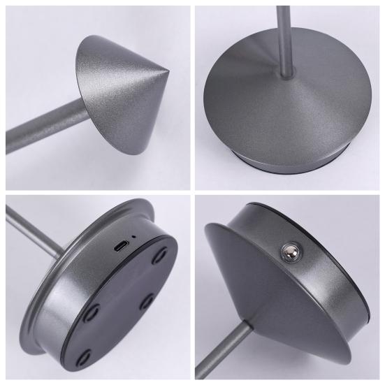 Metal Desk Lamp Touch Control Dimmable Flicker Free 3 Color Temperatures Rechargeable Indoor/Outdoor Wireless LED Table Lamp