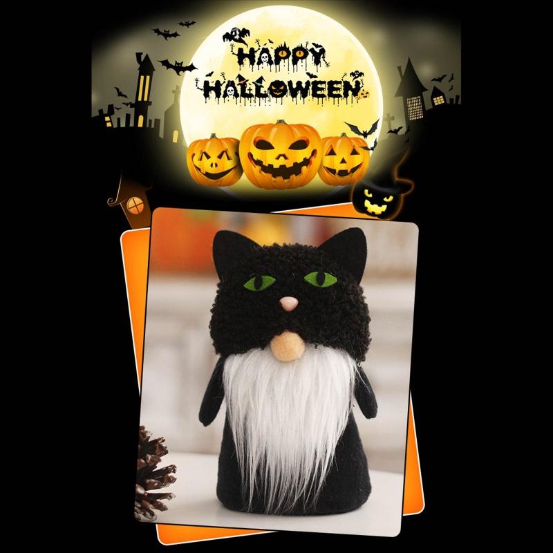 Halloween Bat Black Pumpkin Ornament Doll Creative Faceless Dolls for Home New Year Birthday Wedding Party