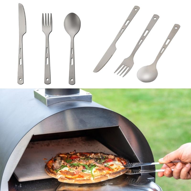 Camping Cutlery Travel Cutlery Set, Titanium Portable Utensils Kits Include Spoon, Knife and Fork for Hiking and Camping