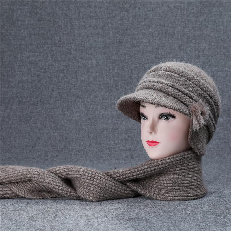 Hat Female Winter Warm Ear Hat Grandmother Mother Wool Hat Cold Old Lady Knitted Hat