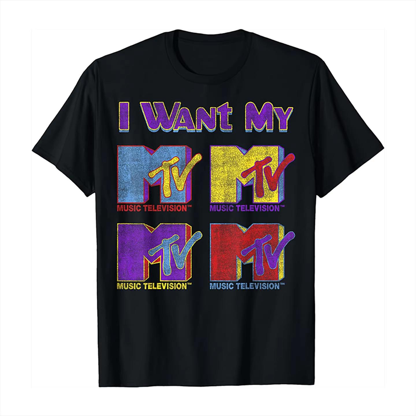 

Vintage Green Short-sleeved MTV LOGO Music American Street Loose Oversized Men s and Women s Pure Cotton T-shirt - Men s Summ... S разноцветный