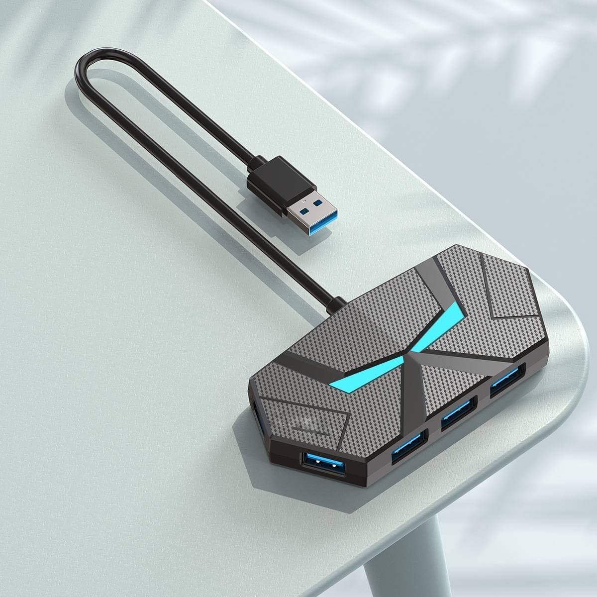 

7-портовый USB 3.0 концентратор | USB-концентратор-разветвитель | Адаптер Ethernet | Адаптер-удлинитель с несколькими дополнительными портами USB для клавиатуры ноутбука, жесткого диска, USB-аудио чёрный