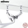 WOSTU 925 Silver Hand In Hand Bead Special Charm Fit Original Bracelet DIY Making Necklace Pendant Jewelry CQC1700