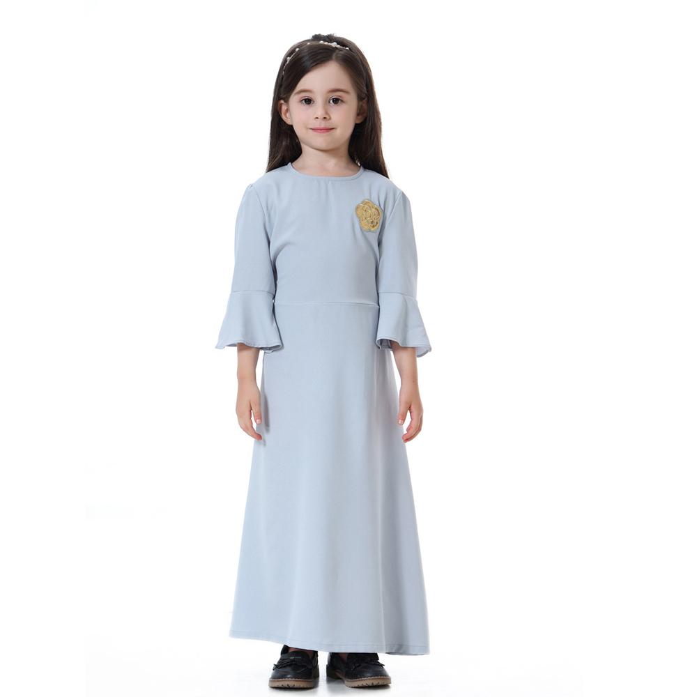 Muslim Kids Girls Prayer Dress Hijab Abaya Robe Arab Dubai Children Ramadan Kaftan Headscarf Islamic Eid Party Gown Jilbab