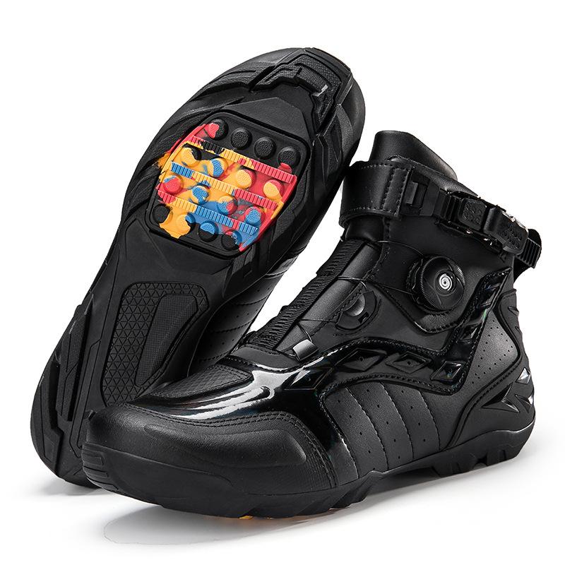 

Новый стиль Большой размер Мотоциклетные ботинки с высоким голенищем Мужская мотоциклетная обувь Ботинки для уличной езды Гоночные ботинки Ботинки для езды на открытом воздухе Туристические ботинки 45 чёрный