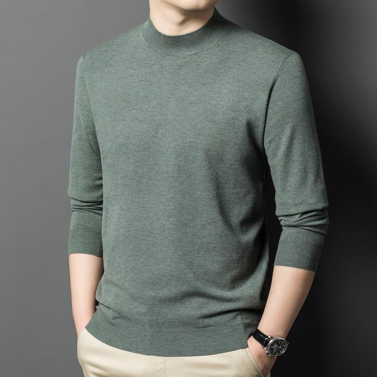 Pull en maille à manches longues et col semi-montant style coréen pour homme