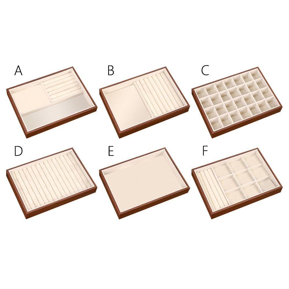 Small Size Wood Grain Jewelry Tray Walnut Wood Stackable Jewelry Boxes  Jewelry Packaging