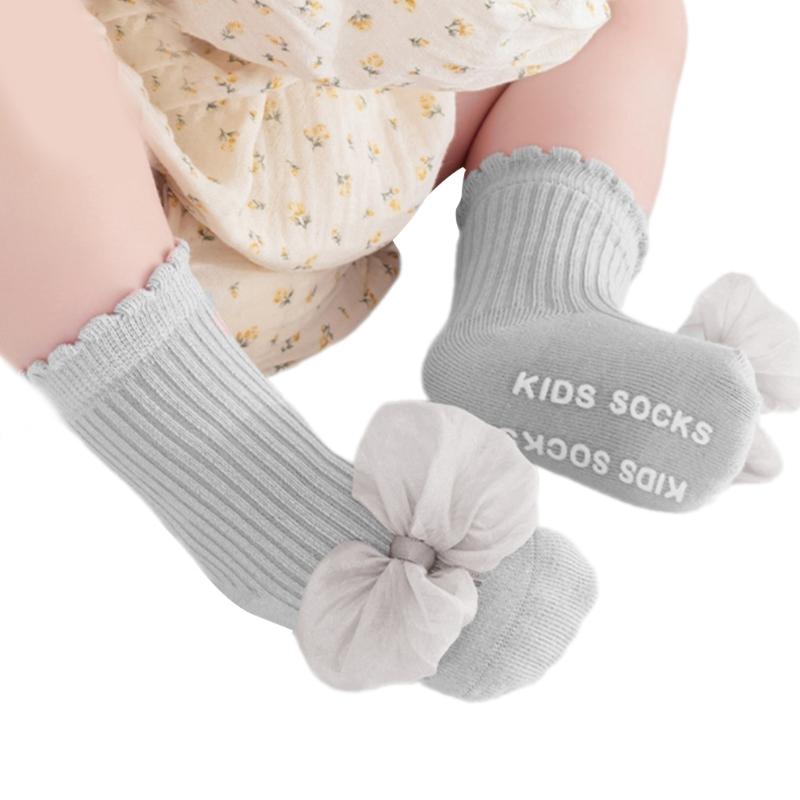 Children Socks with  Not  Slip Bottom & Lace Bowknot Toddler Safety Socks Smooth Stitching Socks for 1 to 5 Years