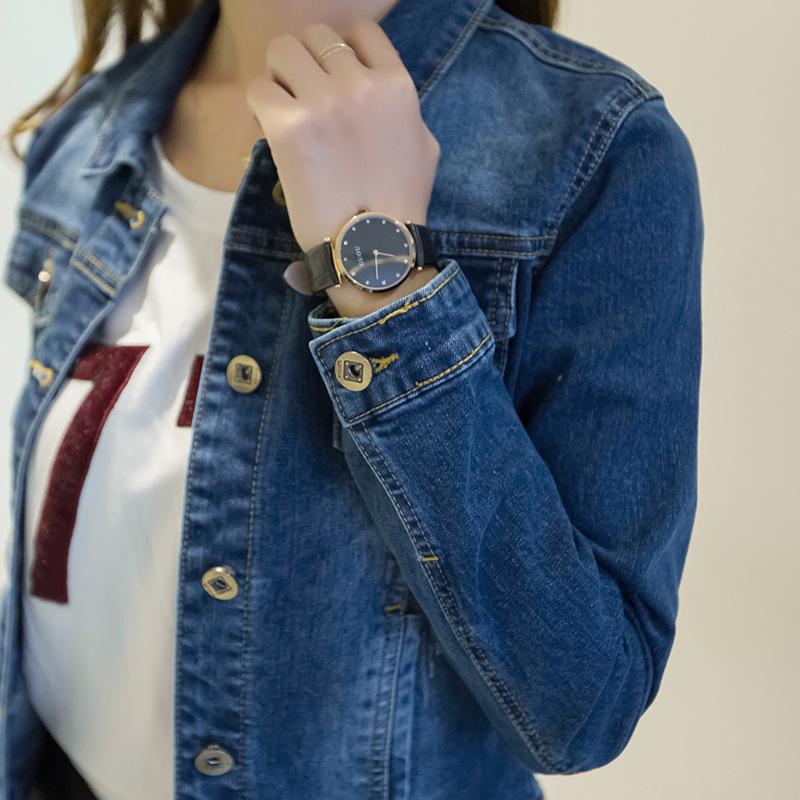 Spring Korean Style Denim Jacket Women's Fashion Slim Short Coat  Long Sleeve Outerwear Denim Jacket Women