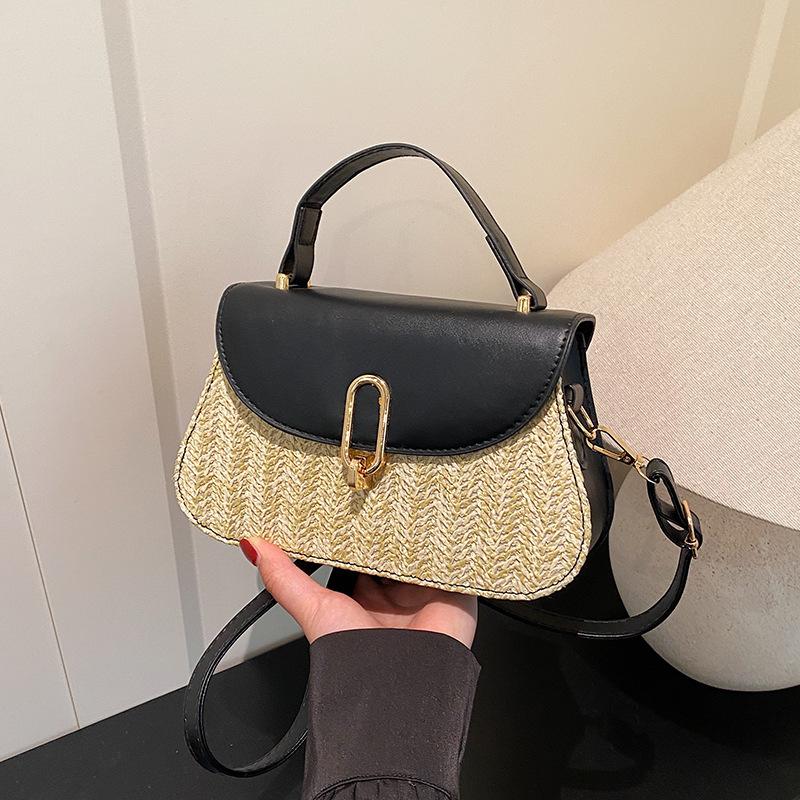 Holiday Style Woven Women's Bag Korean Version Messenger Bag Fashion Bag Texture Small Square Bag Handmade Straw Bag Styling Small Bag