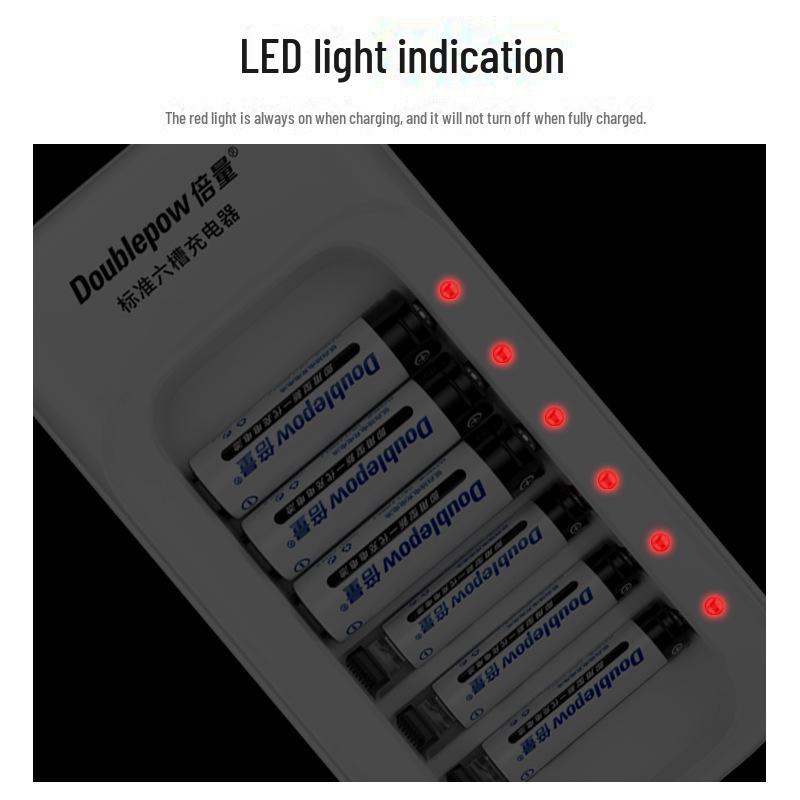 6-Slot AA/AAA Charger for 1.2V NiMH Rechargeable Batteries