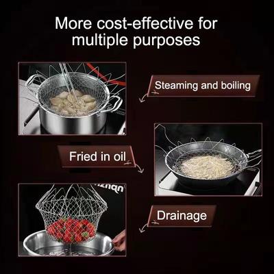 1PC/3PCS Multifunctional Household Kitchen Utensil - Stainless Steel Deep Fry Basket - Food Filtration Basket For Deep Frying