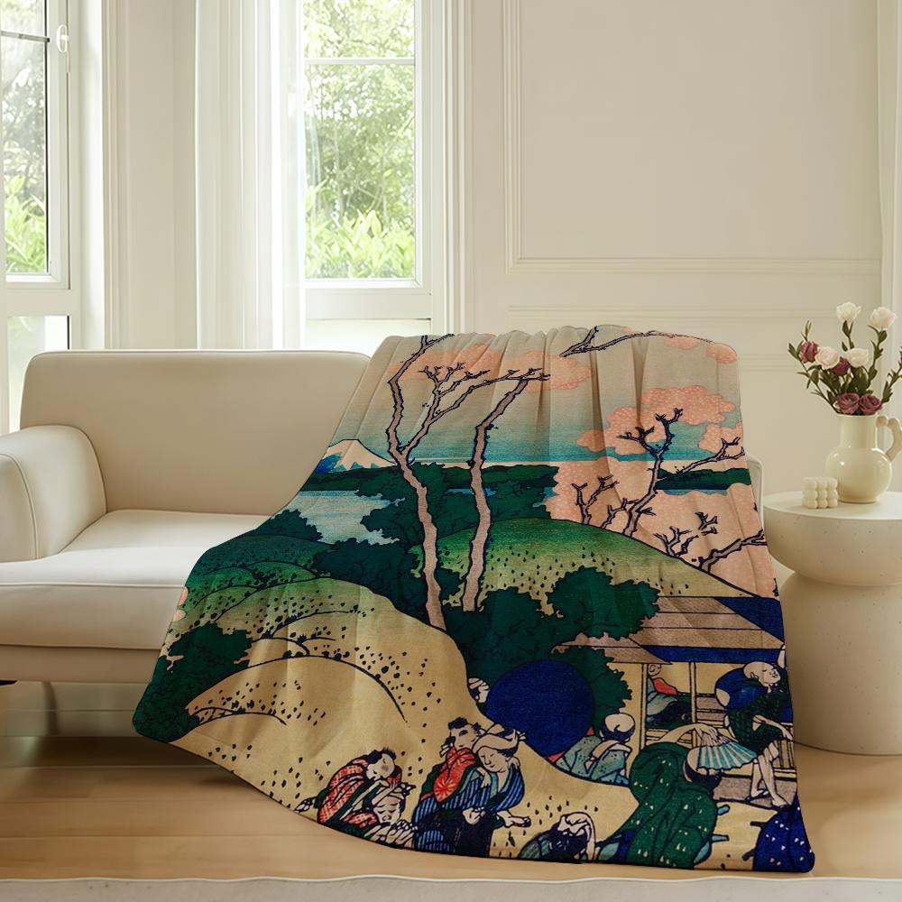 Art K Katsushika Hokusai Blanket Warm Soft Suitable For Bedroom Sofa Bed Living Room Office Travel Camping Gifts
