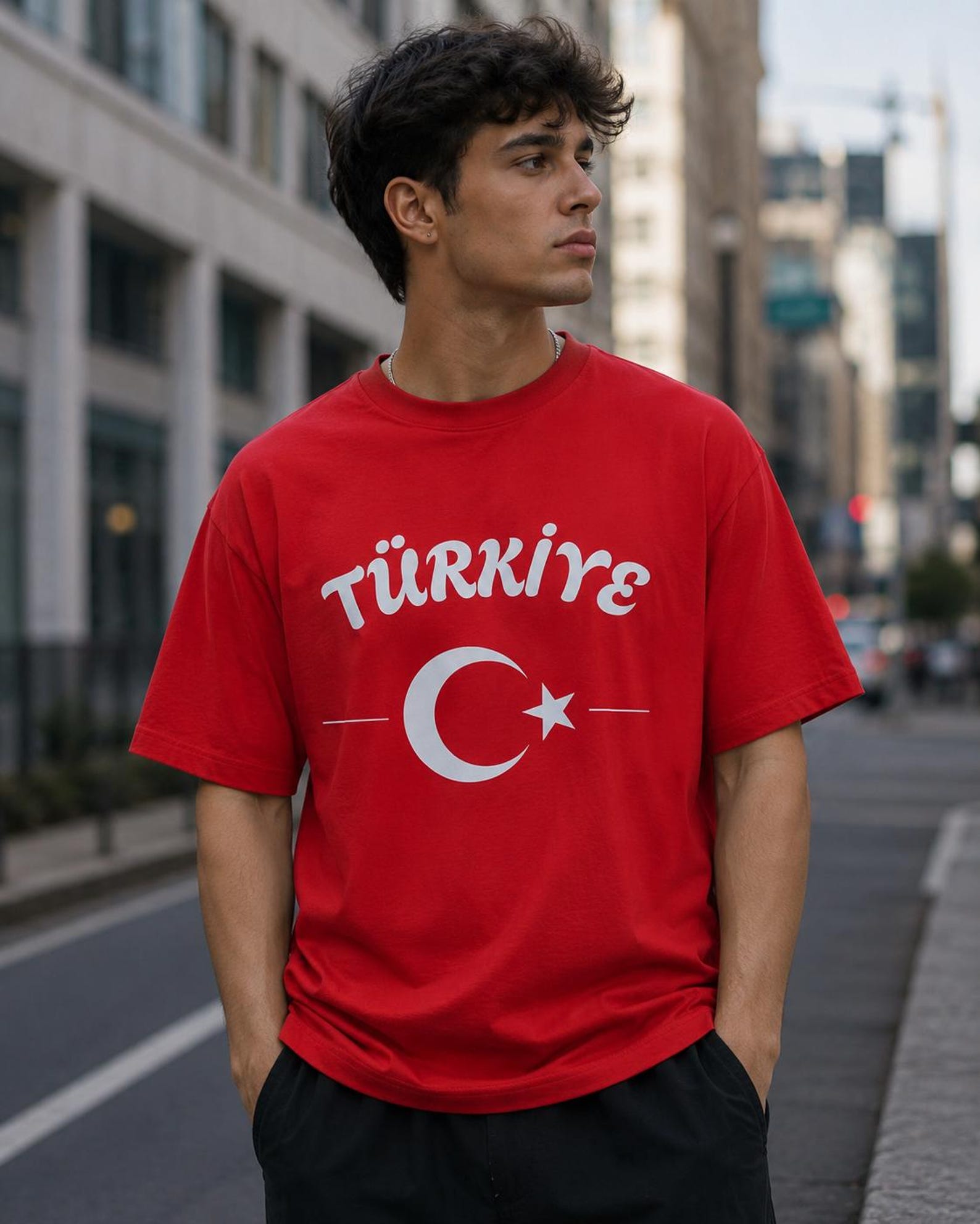 Türkiye crescent star graphic T-Shirt | Turkish flag design S