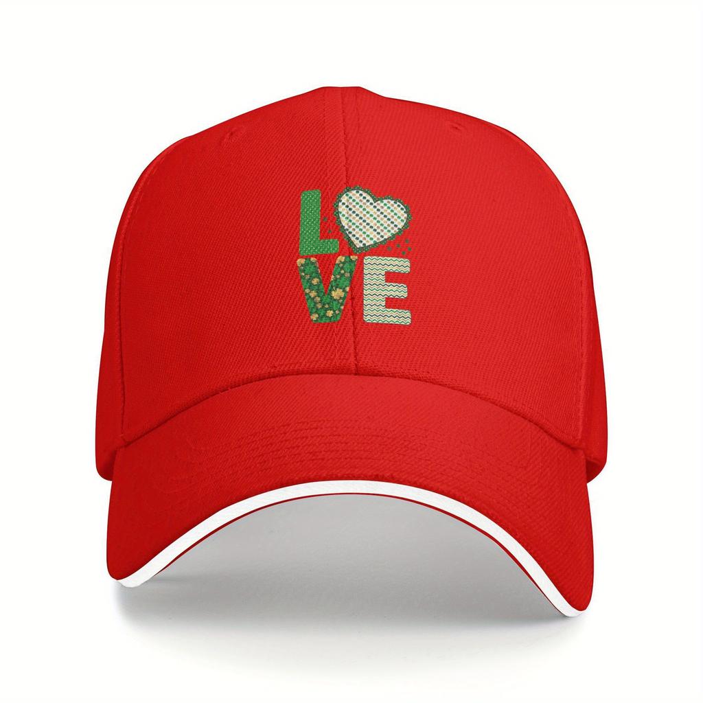 Love St Patrick Day Heart Print Baseball Cap Polyester Casual Adjustable Adult Hat