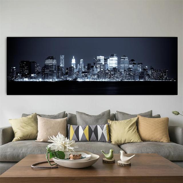 

Современный пейзаж Нью-Йорка ночной вид холст картины постеры и принты настенные панно для гостиной домашний декор без рамки 20*40cm